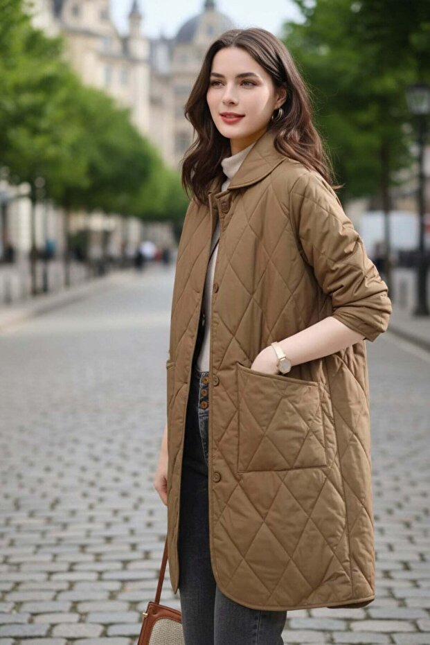 H12.Women's Vintage Long Buttoned Coat