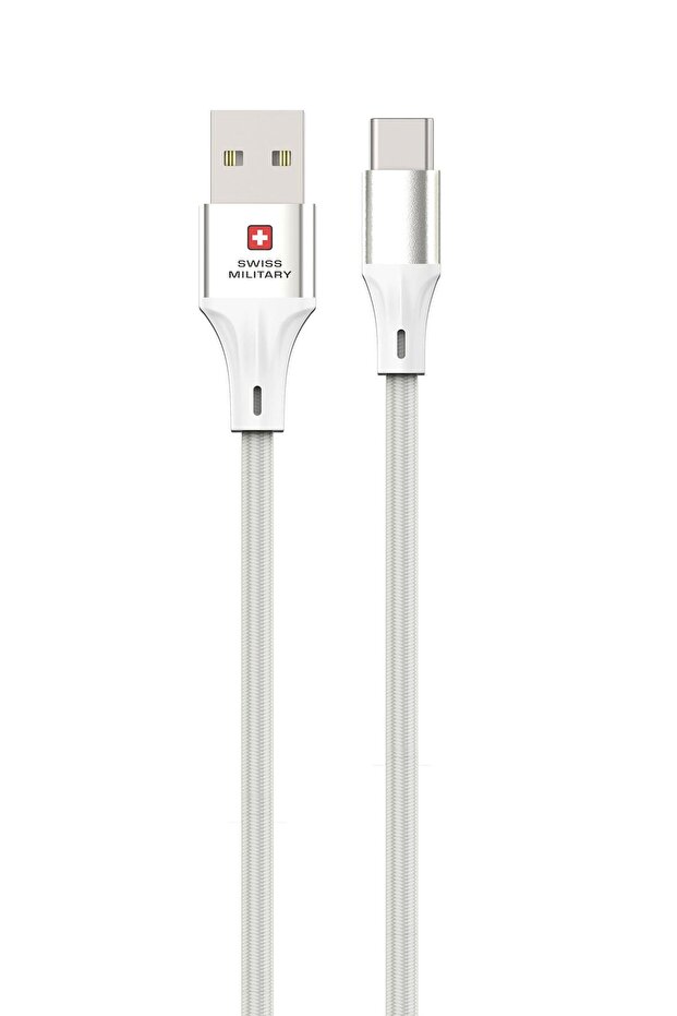 SM 60W USB-A To USB-C Cable - White; Premium Braided; 1 Meter