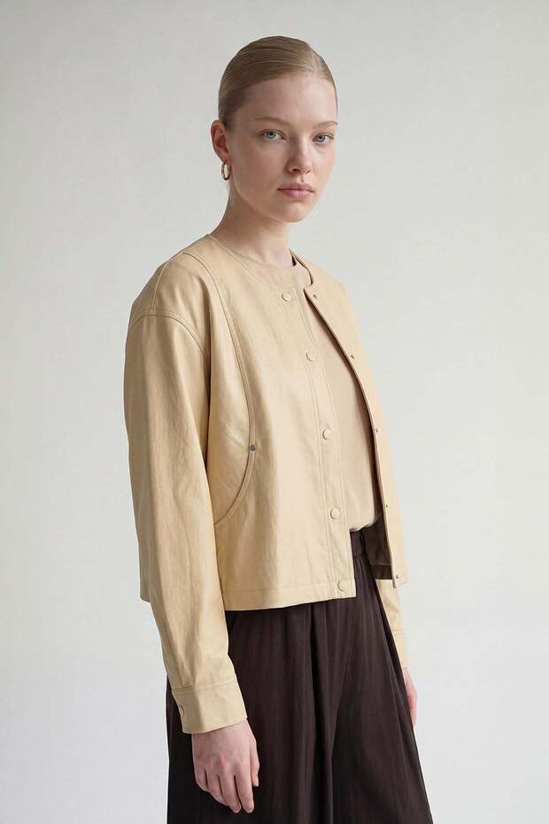 Yellow Soft Textured Leather Jacket