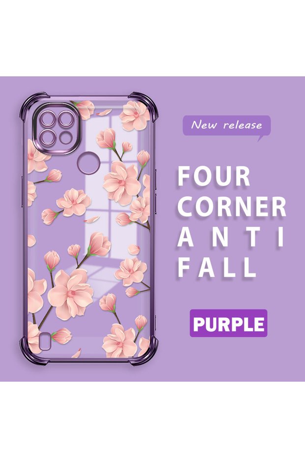 Realme C21 Compatible Transparent Back Panel Four-Corner Reinforced Impact Protection Glossy Edge Silicone Case