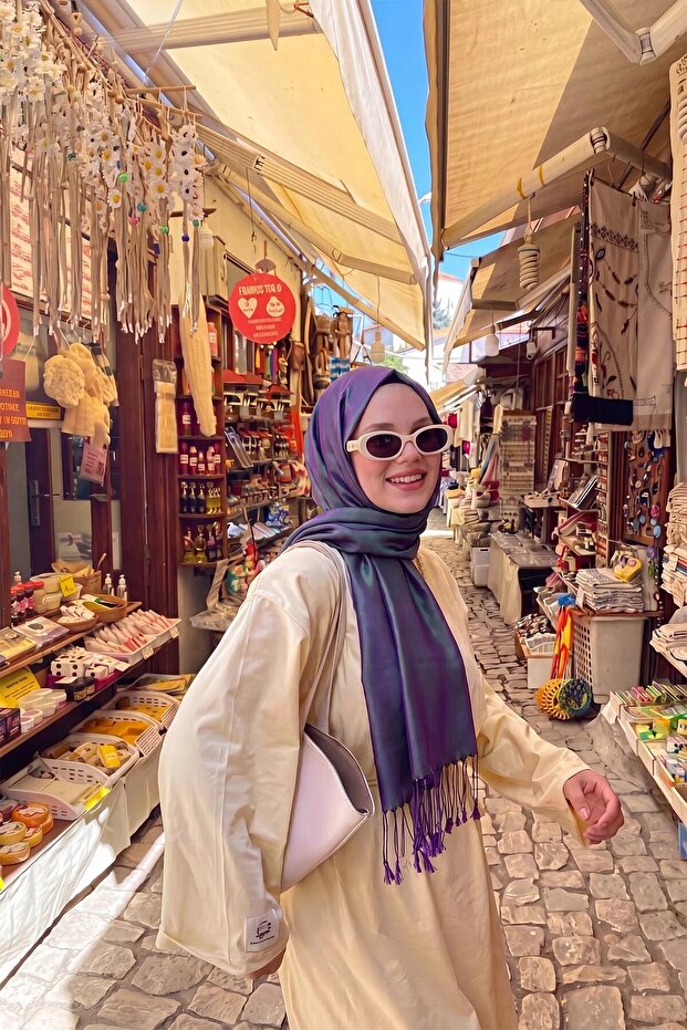 Double-Sided Silk Shawl Dark Purple