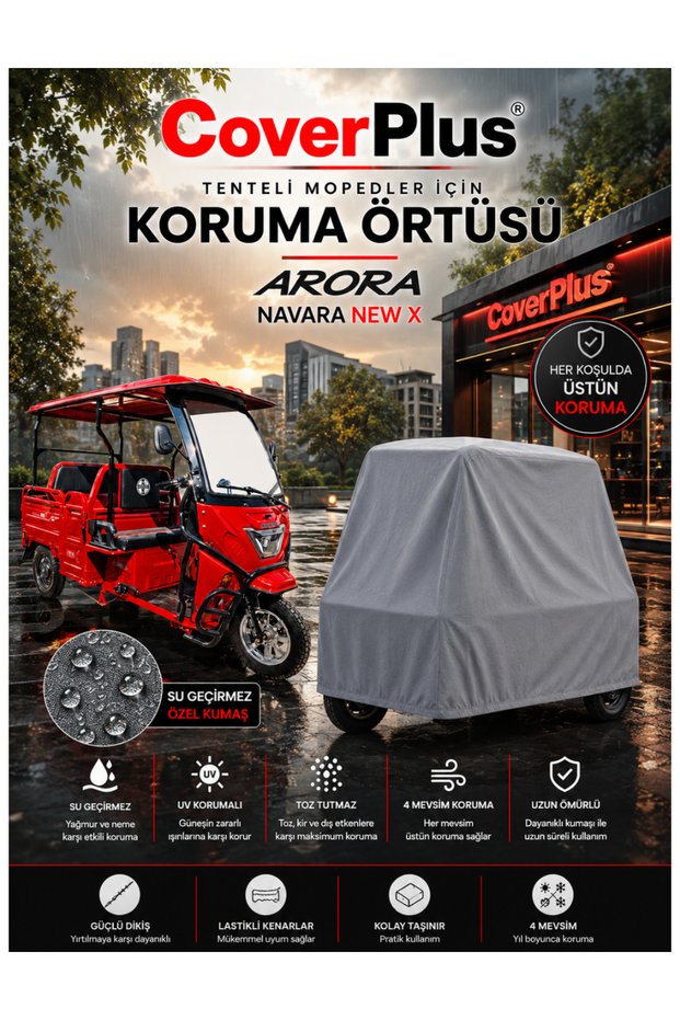 Arora Navara New X Tenteli 3-Wheel Electric Moped Compatible Waterproof Cover-Uv Protected Tarpaulin