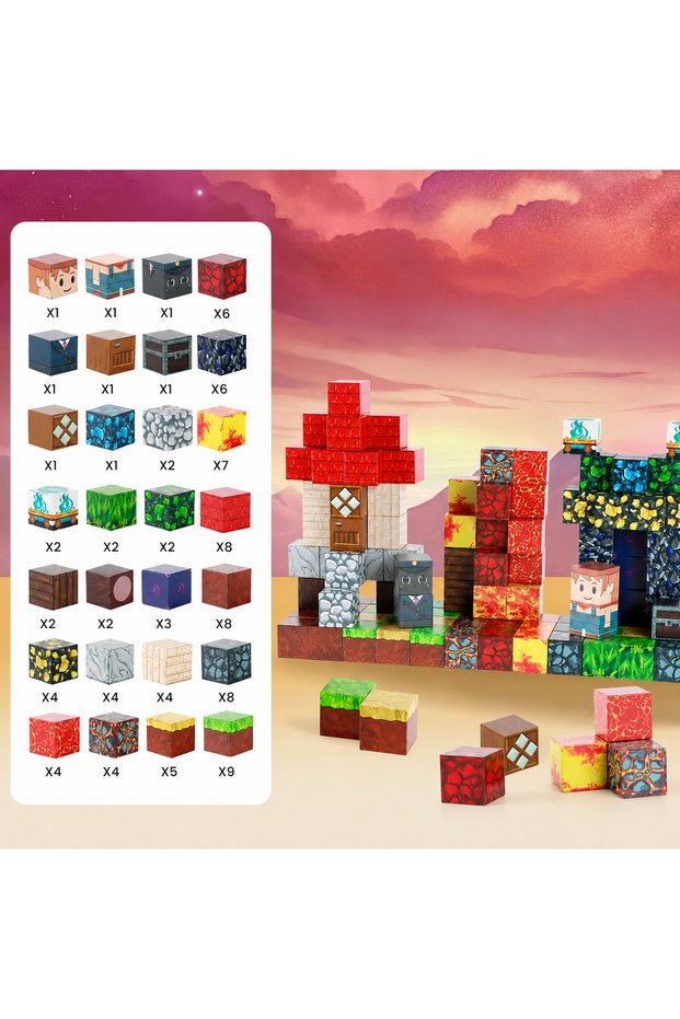 100 Parça Manyetik Minecraft Temalı Yapı Oyuncağı