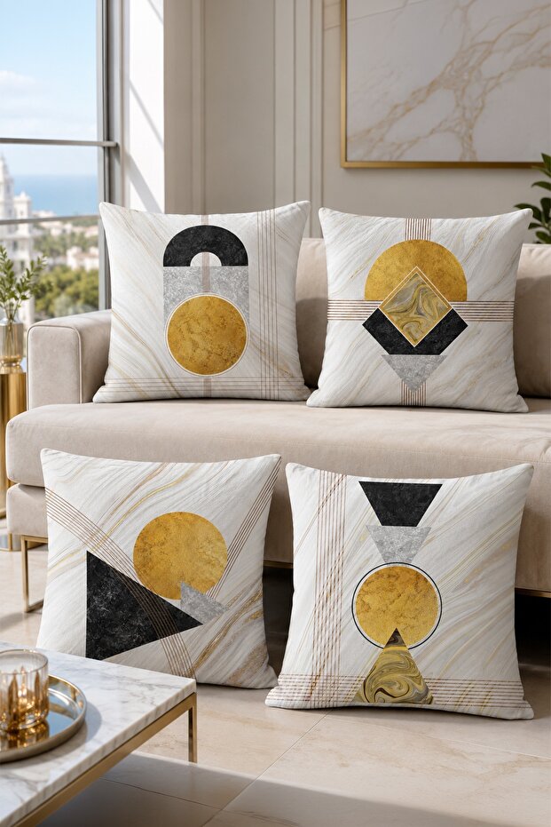 Abstract Marble Pattern 4-Piece Throw Pillow Cover Set