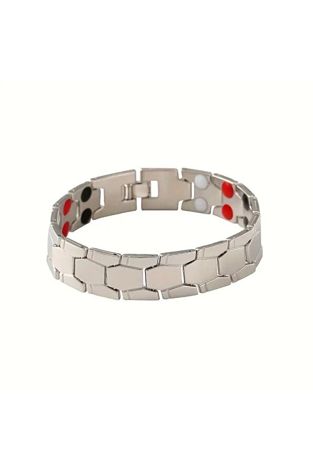 سوار رجالي من التيتانيوم باللونين الأسود والفضي (قطعتان)