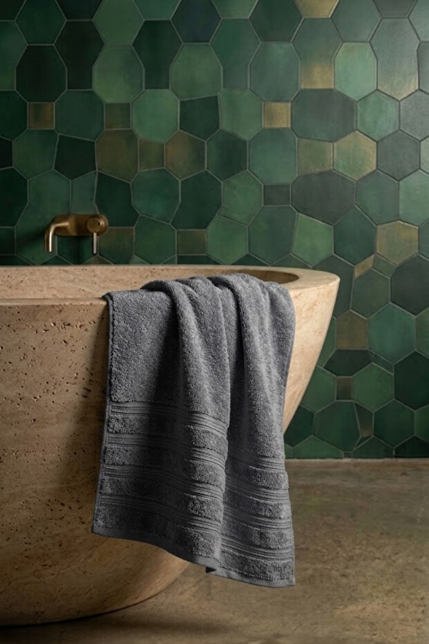 Işıl Premium Bath Towel 70X140Cm - Gray - 100% Cotton - 600 Gr/M2