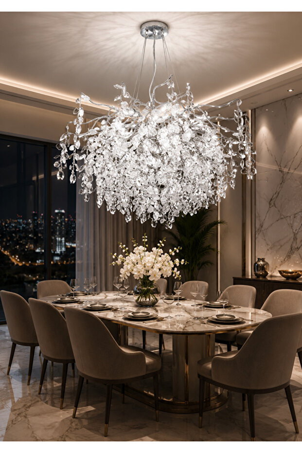 Luxury Crystal Ceiling Fan Light Large Size 80cm Support Dimming and Timing Switch