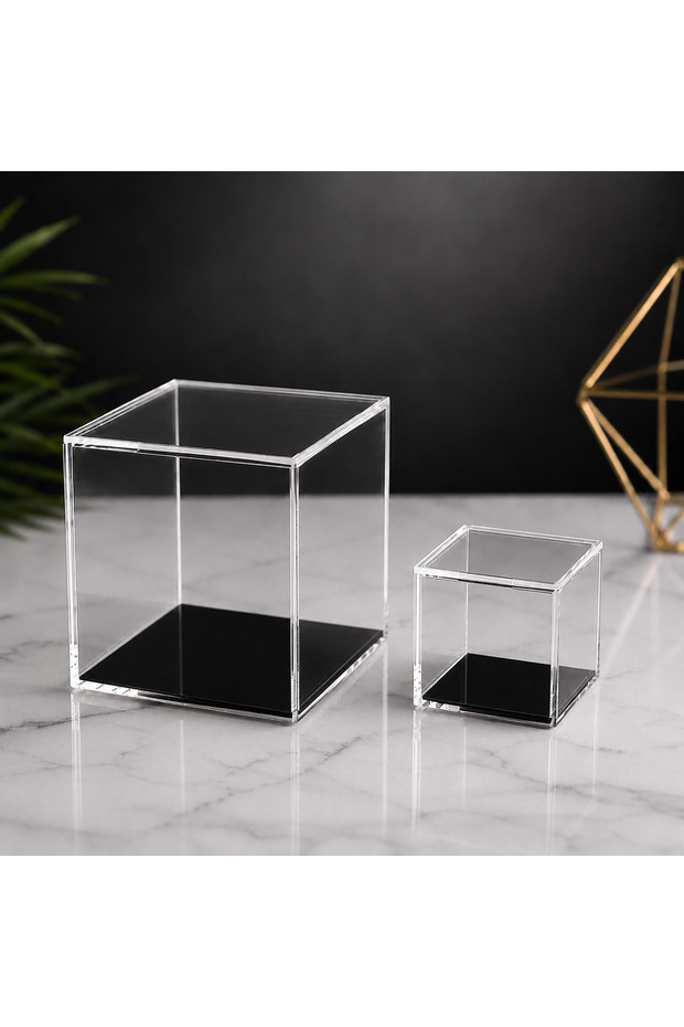 5mm Transparent Plexi Acrylic Box (Black Base) 12X12 cm