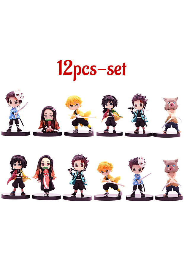Bandai 12pcs-set Q Posket Figure Wholesale Demon Slayer Mini Figurine 5Pcs 10Pcs 12Pcs 15Pcs Sets Ki