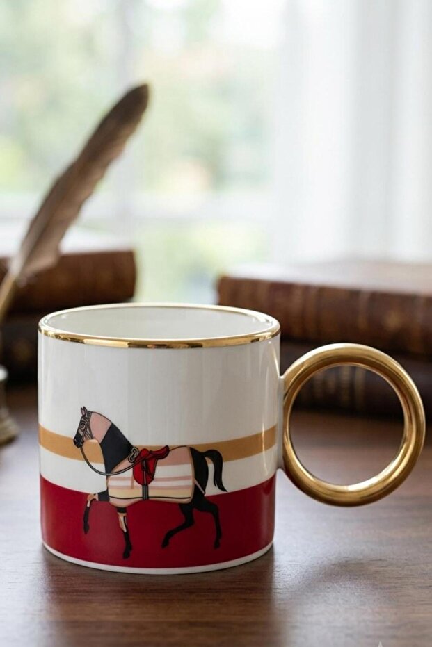 Luxury Porcelain Mug 200 ml Süvari Red Gilded