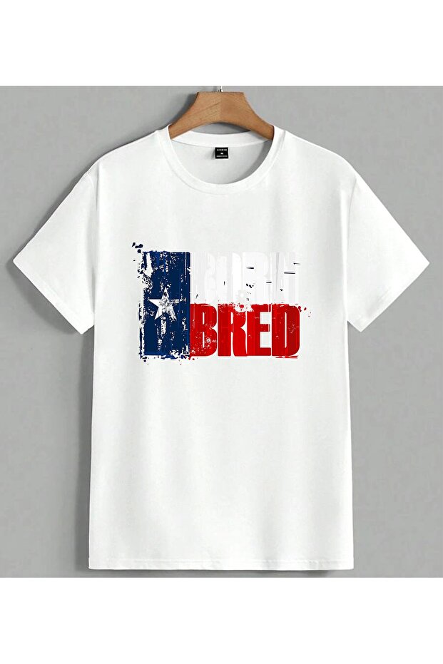 Bred Flag Design Textile Printed Unisex Oversize T-Shirt White