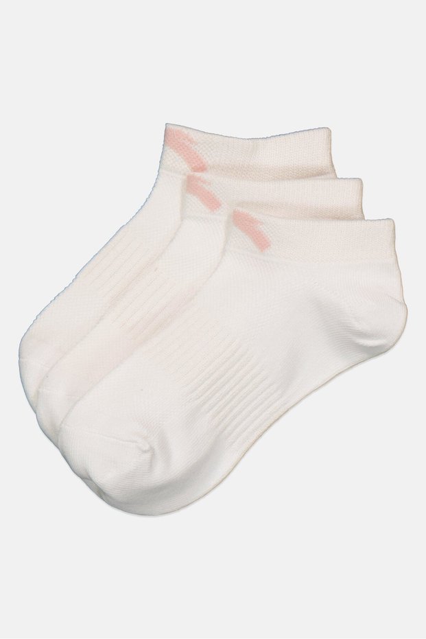 Kids Girl 3 Pairs Brand Logo Ankle Socks, White