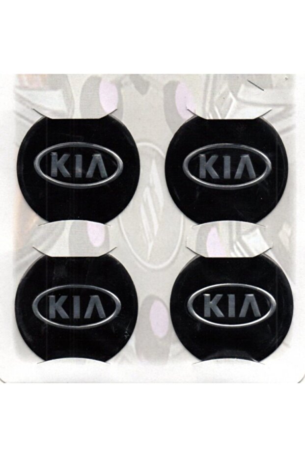 Kia Compatible Black Aluminum Adhesive Wheel Hub 4Pcs 60 mm