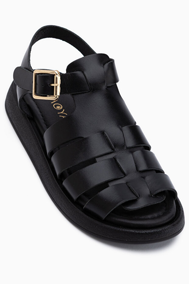 Avery Genuine Leather Black Women's Sandals