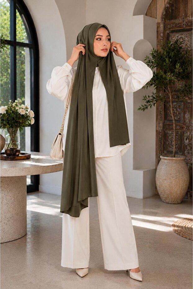 Ready-To-Wear Practical Combed Cotton Shawl, Non-See-Through Hijab Shawl, Non-Slip Shawl for Daily Use