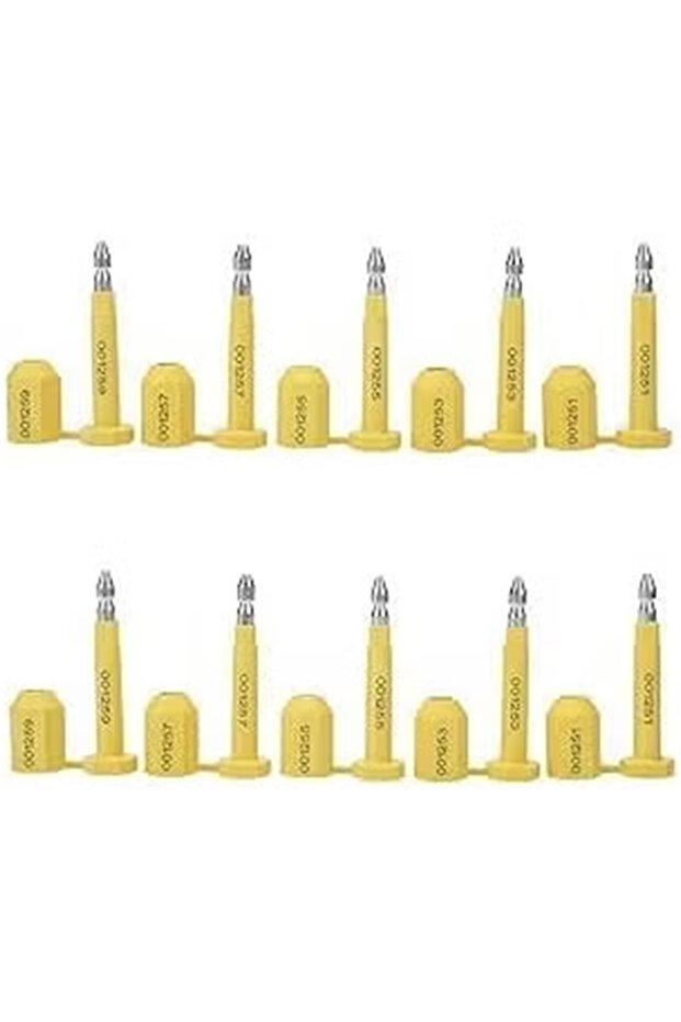 Security Container Bolt Seals, 20.32 cm Length, Yellow Plastic with Metal Pin (100)