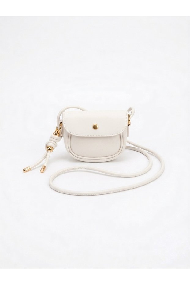 Bo Mini Size Adjustable Knot Detailed Hand and Shoulder Bag - White