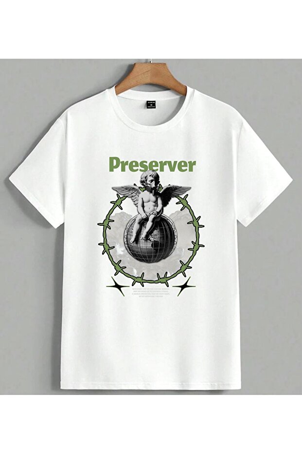 Preserver of the World Dystopia Printed Unisex Oversize T-Shirt White