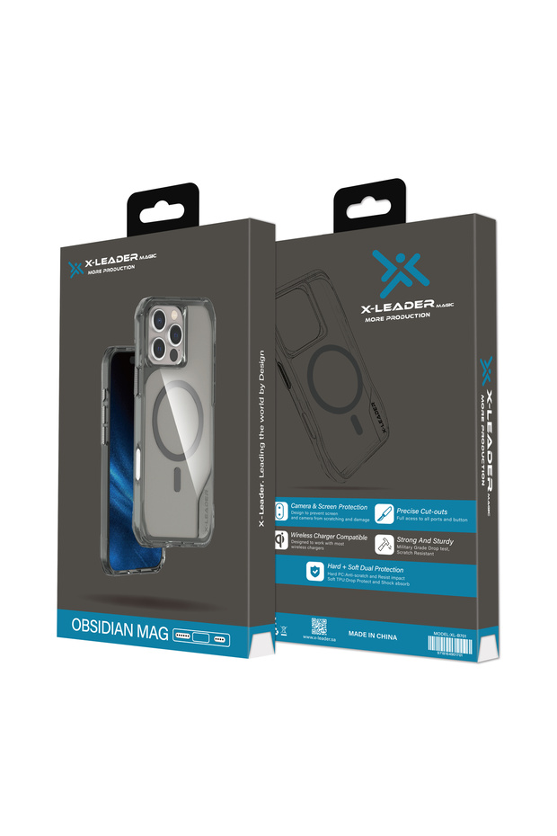 كفر X-LEADER Magic للايفون 17 – مطفي – حماية ماج سيف متكاملة, أسود