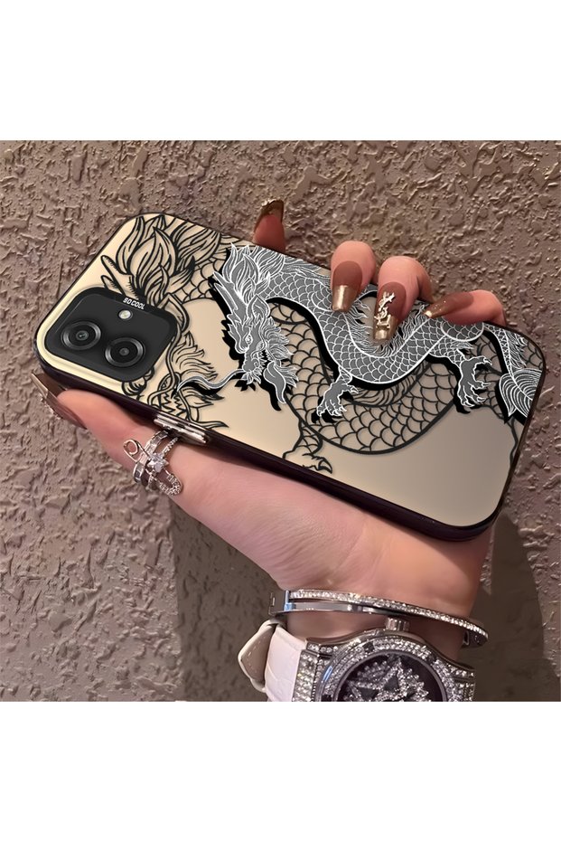 Samsung Galaxy A07 4g Compatible High Quality Chinese Style Black and White Dragon Printed Case
