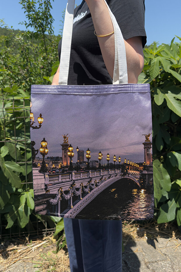 Paris V4 Double Sided Summer and Winter Canvas Print Tote Bag