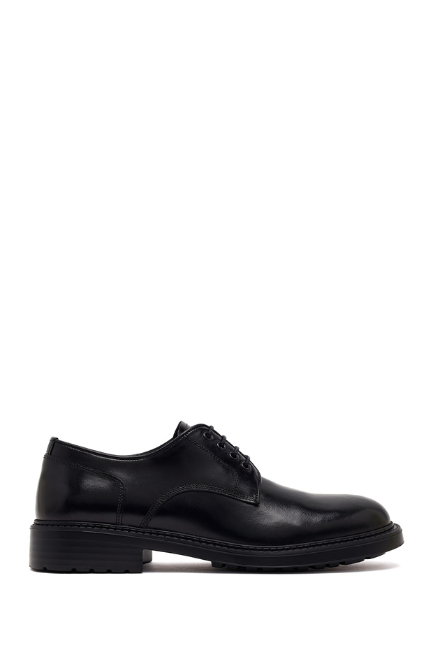 Men's Black Lace-Up Leather Casual Shoes Wm730018Dv