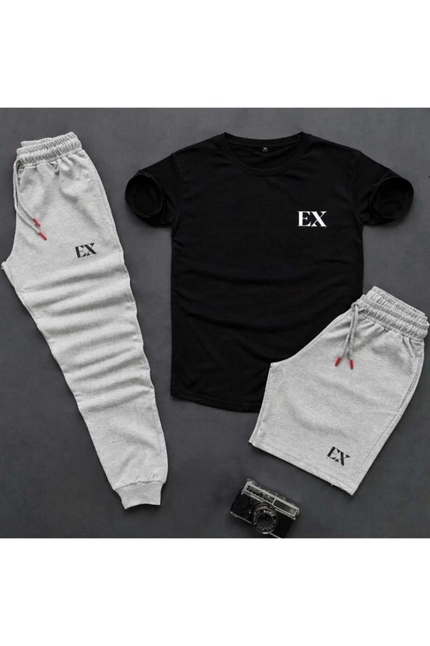 T-Shirt, Sweatpants, Shorts 3-Piece Combination, Thin Summer, Sweat-Absorbing, Ex Printed, Women'S/Men's Unisex Model