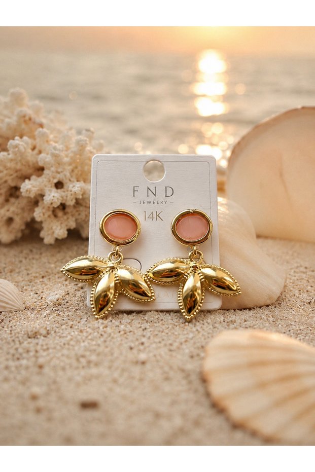 Gold Leaf Petal Earrings Design Model Elegant and Stylish Women's Earrings