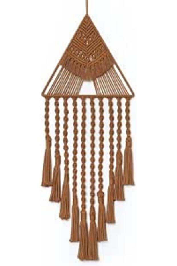 Woven Wall Hanging, Macrame Triangle Tassel Wall Decor 29x45x72 cm, Boho Style Hanging for Ho