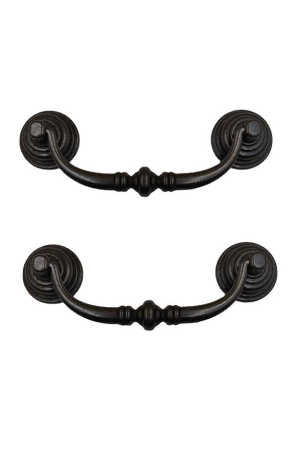 2-piece set of retro drawer handles for dressing table, home cabinet, office desk, and iron (black)