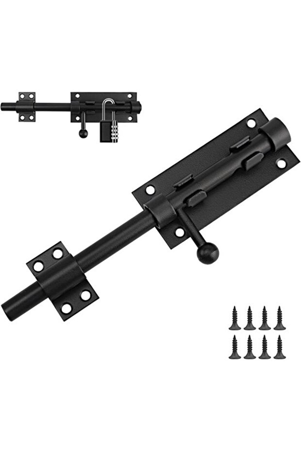 2pc Black 200mm Stainless Steel Exterior Gate Locks & Interior Door Fasteners