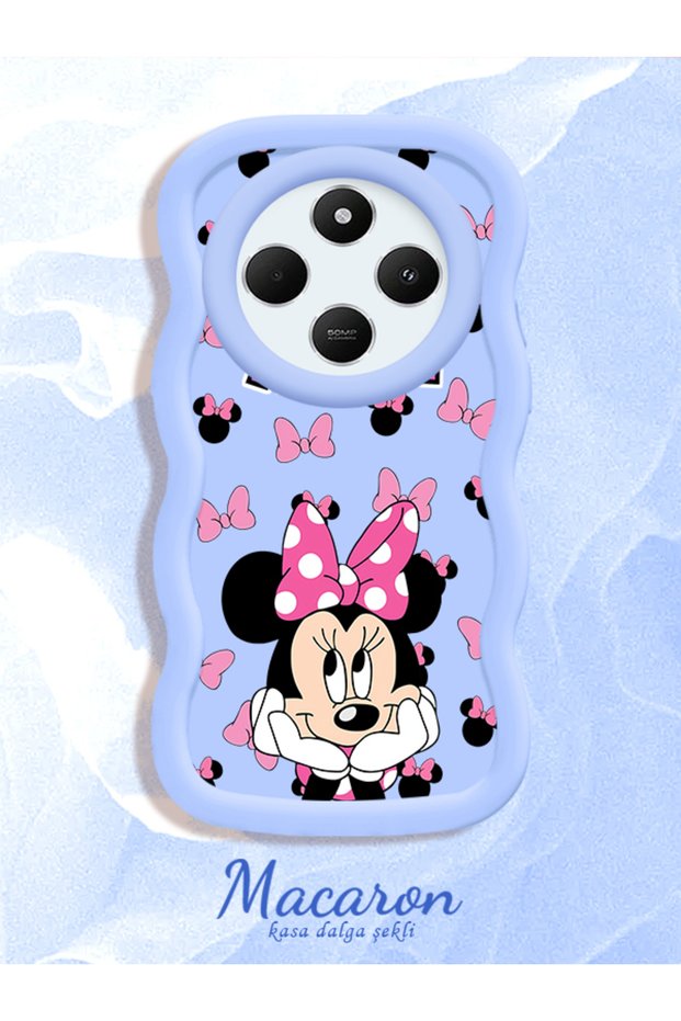 Redmi A4 Compatible Wavy Frame Mouse Cartoon Patterned Quality Silicone Phone Case