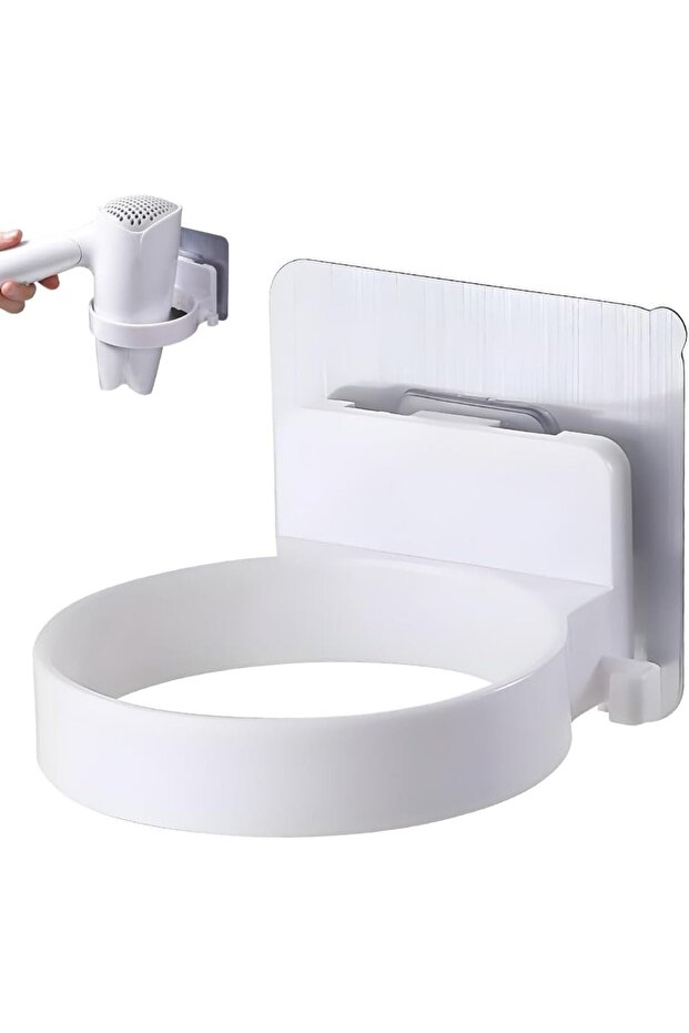No-drill hair dryer holder - White - Self-adhesive