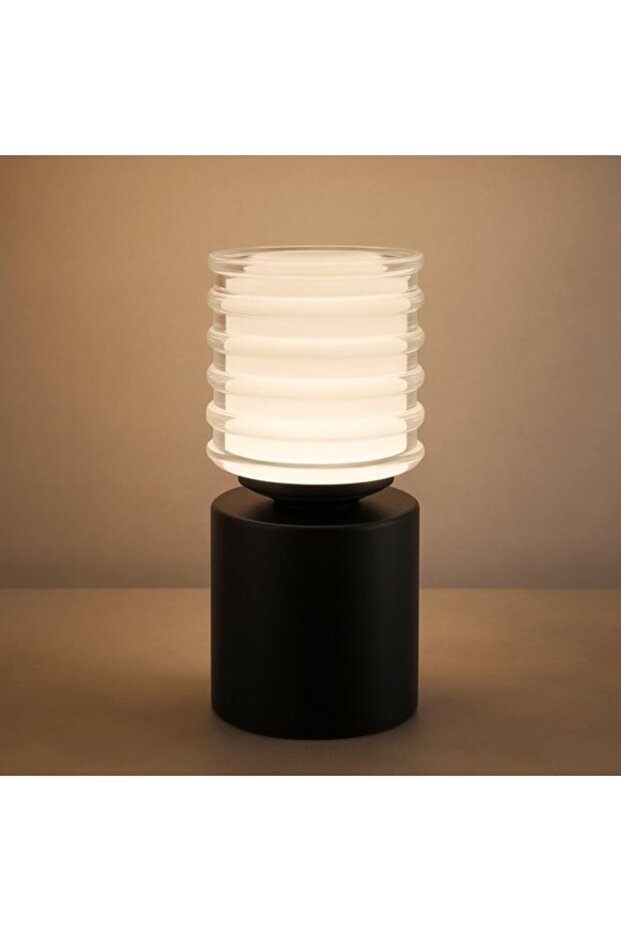Wireless Rechargeable Touch LED Bedside Table Lamp with Timer for Bedroom & Camping (Black)