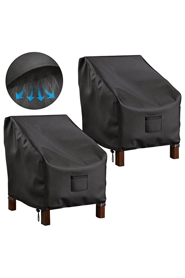 2-Pack 29*30*36" Black 210D Oxford Cloth Deep Seat Waterproof Chair Covers