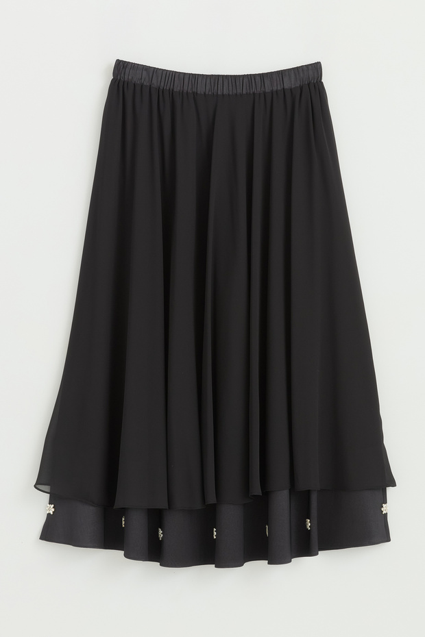 Plus Size Stone Detailed Skirt and Jacket Set - Black