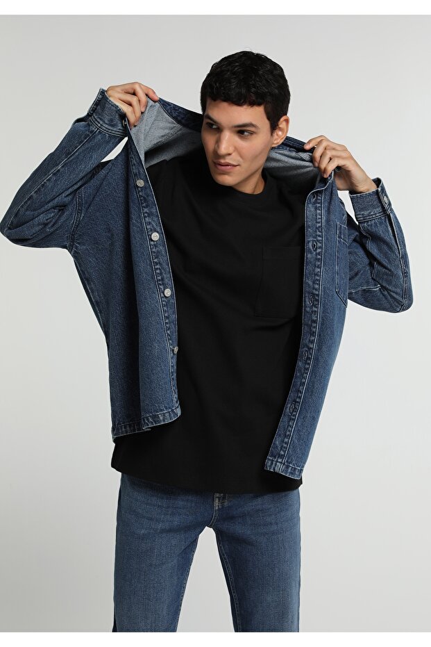 Relaxed Fit Round Neck Plain Men's Black Short Sleeve T-Shirt