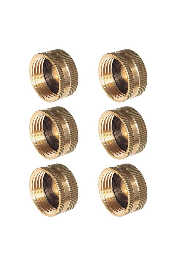Garden hose caps with washers, brass hose ends, garden hose connectors, brass caps 1.91 cm, 6-piece garden hose female connector caps