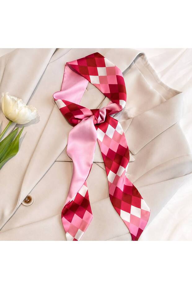 Women's Patterned Scarf Hair Bag Accessory Band Shawl Scarf