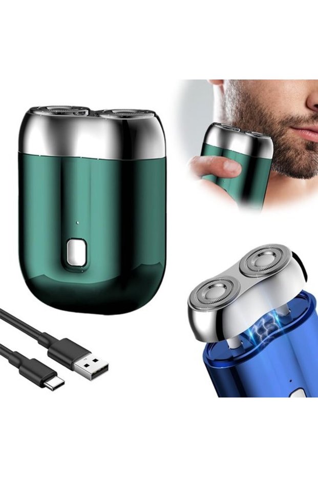 Men's Beard Trimmer - Upgraded Mini Shaver - USB Mini Shaver - Washable Dual-Head Shaver - Plant Fiber - 7 x 5.3 x 2.3 cm