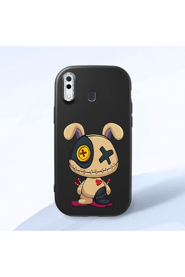Samsung Galaxy A20 Compatible Case Camera Protector Black Silicone Couple Phone Case Character Patterned