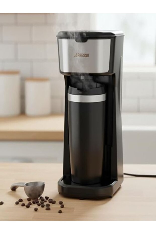Coffee Maker with Travel Mug, 450W, Black