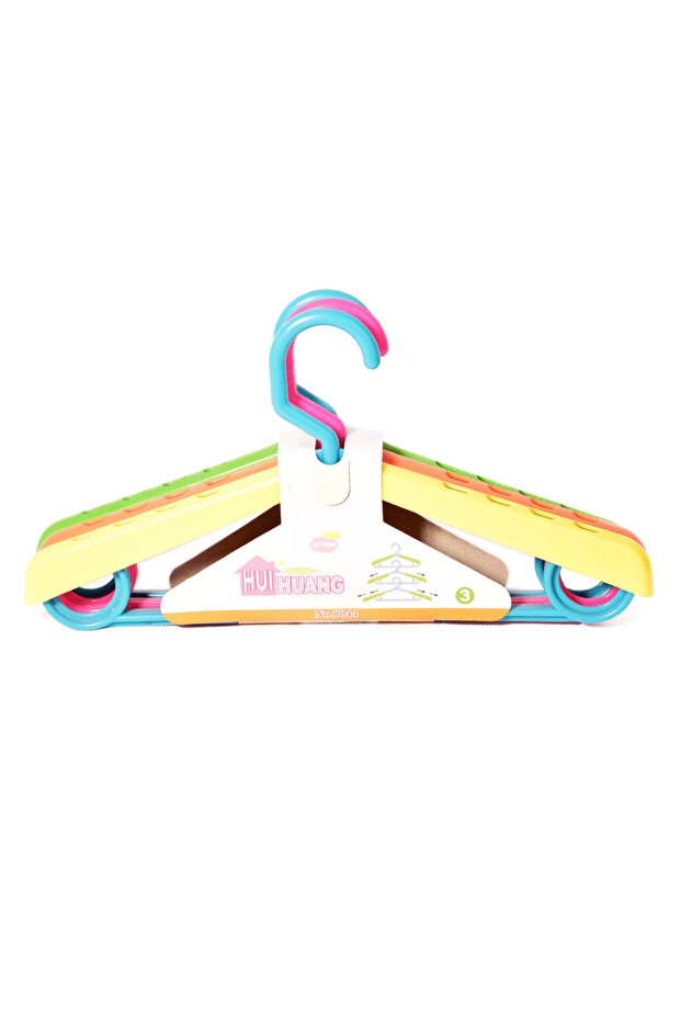 Multi-Color Plastic Clothes Hanger Set of 3