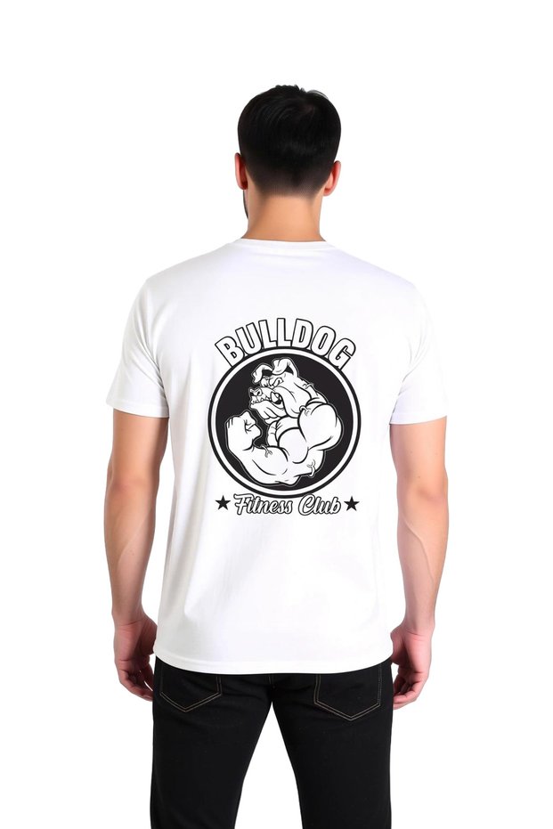 Men's Bulldog Fitness Club Printed Relaxed Fit Short Sleeve Crew Neck Graphic T-Shirt Casual Modern Stylish