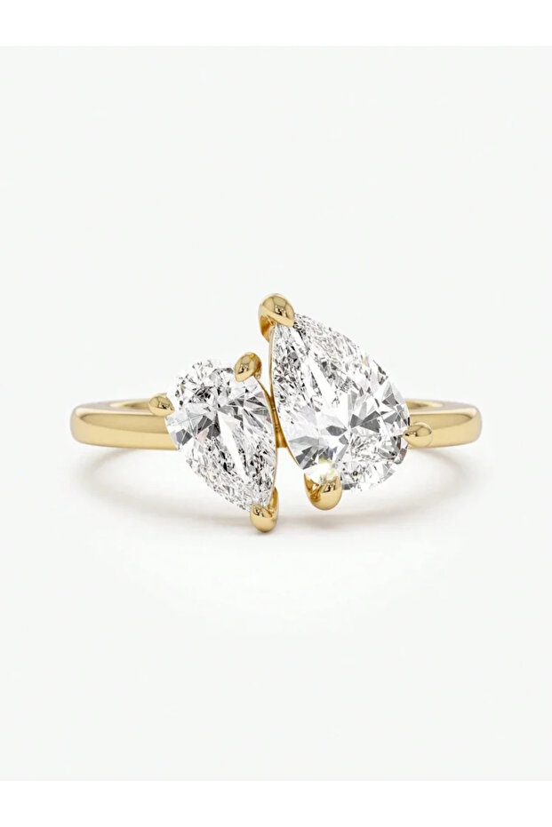 9 Golden 925 Sterling Silver Sparkling Water Drop Interweaving Dazzling Clear Pear Finger Rings For