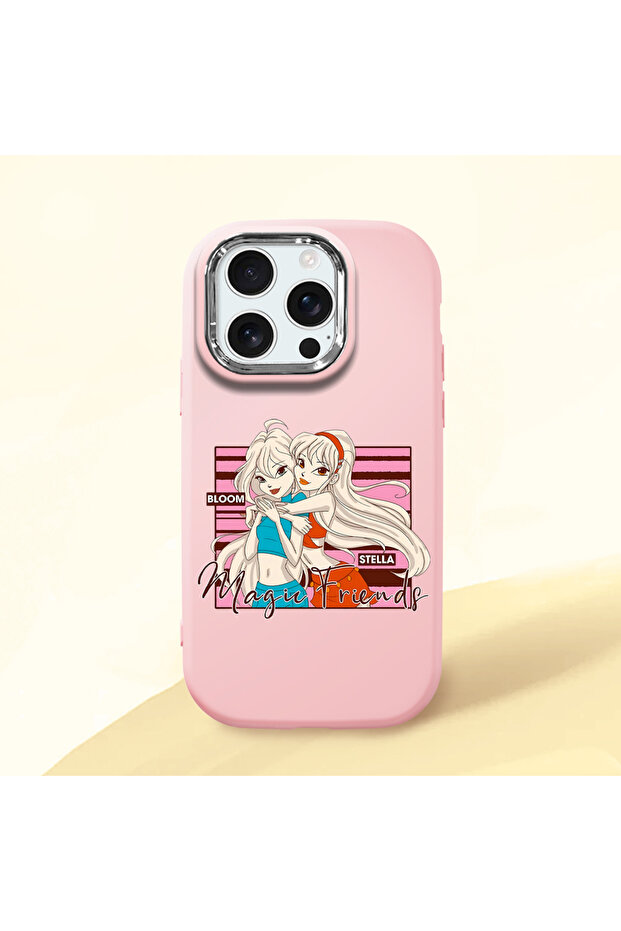 Pink Silicone Case Compatible with iPhone 16 Pro with Shock-Absorbing Camera Protections