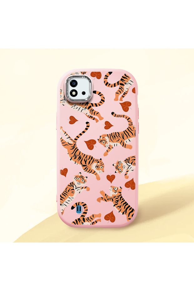 Realme C20/C20A Compatible Shock-Absorbing Camera Protected Pink Silicone Case
