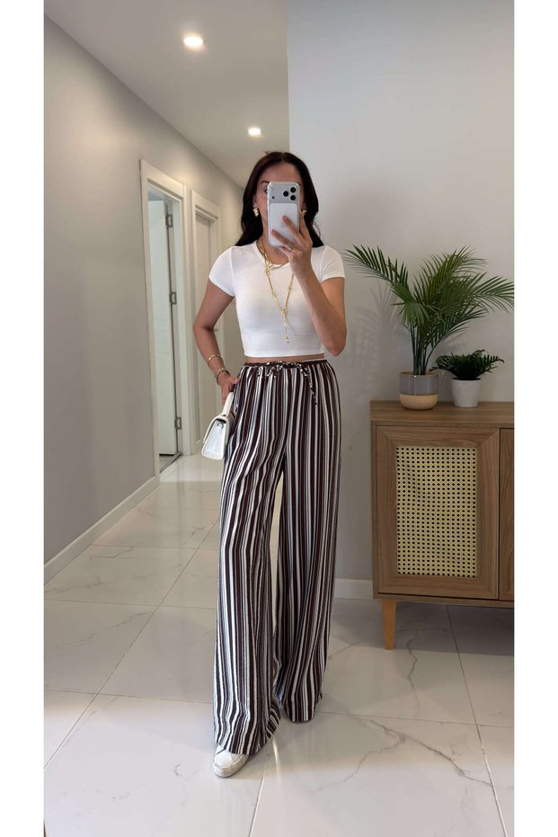 Werna Brown Striped Trousers