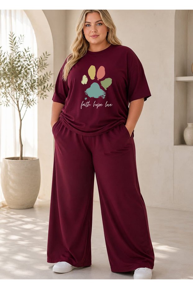 Women's Plus Size Premium Oversize Cotton 2-Piece Tracksuit Set Casual Comfortable Streetwear