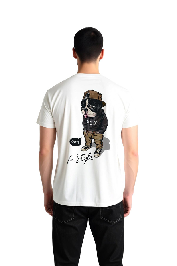 Retro Dog - Stays with the Fashion Message Printed Men's T-Shirt